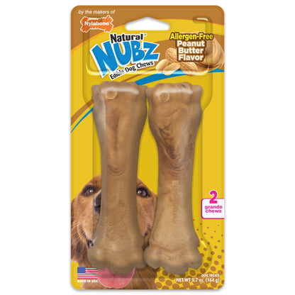 Nylabone Natural Nubz Dog Treats, AllergenFree Peanut Butter Peanut Butter, 1ea/Jumbo  Up To 50 Lbs. 2 ct