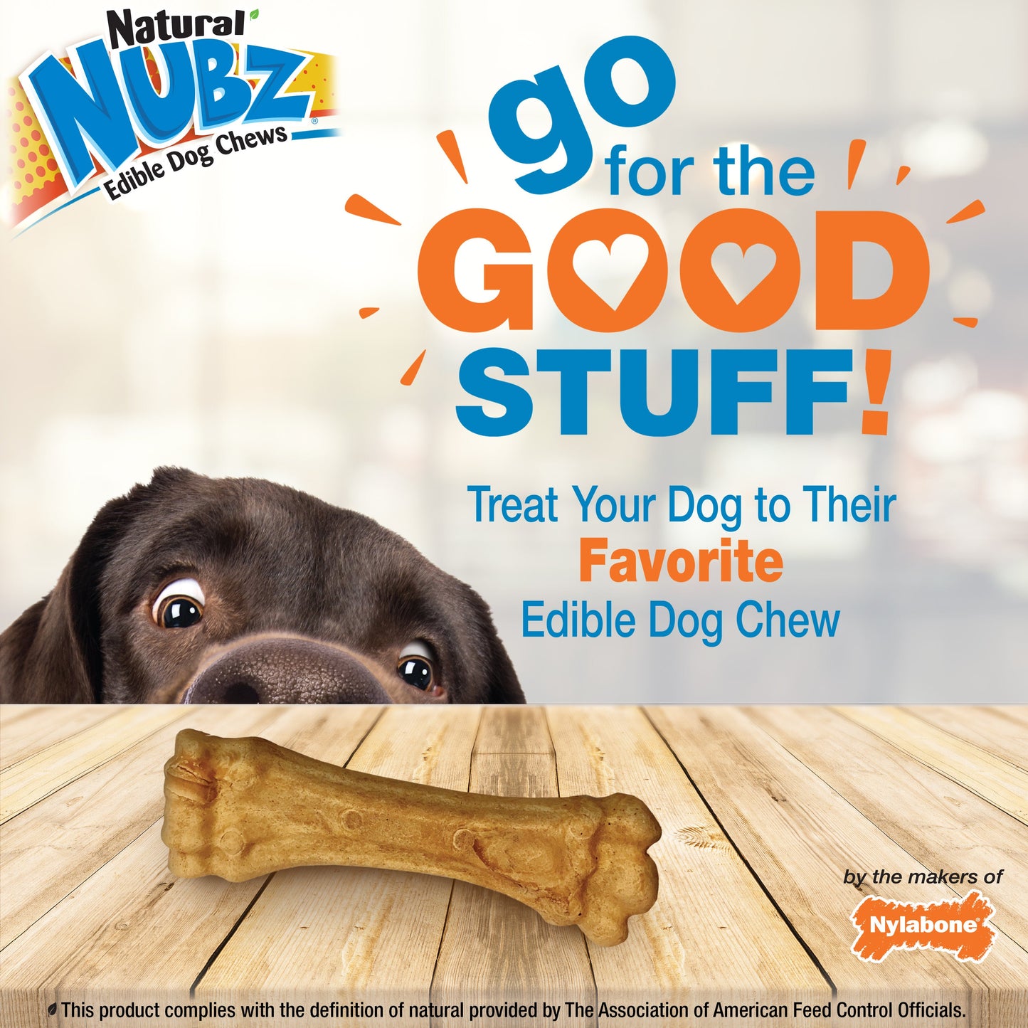 Nylabone Natural Nubz Dog Treats, AllergenFree Peanut Butter Peanut Butter, 1ea/Jumbo  Up To 50 Lbs. 2 ct