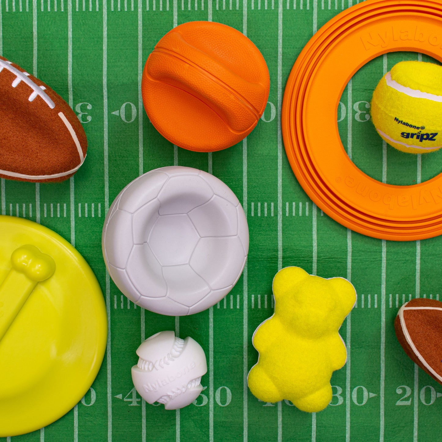 Nylabone Power Play Tennis Teddy Gripz Bear Dog Toy 1ea/Medium/Wolf  Up To 35 Lbs. 1 ct