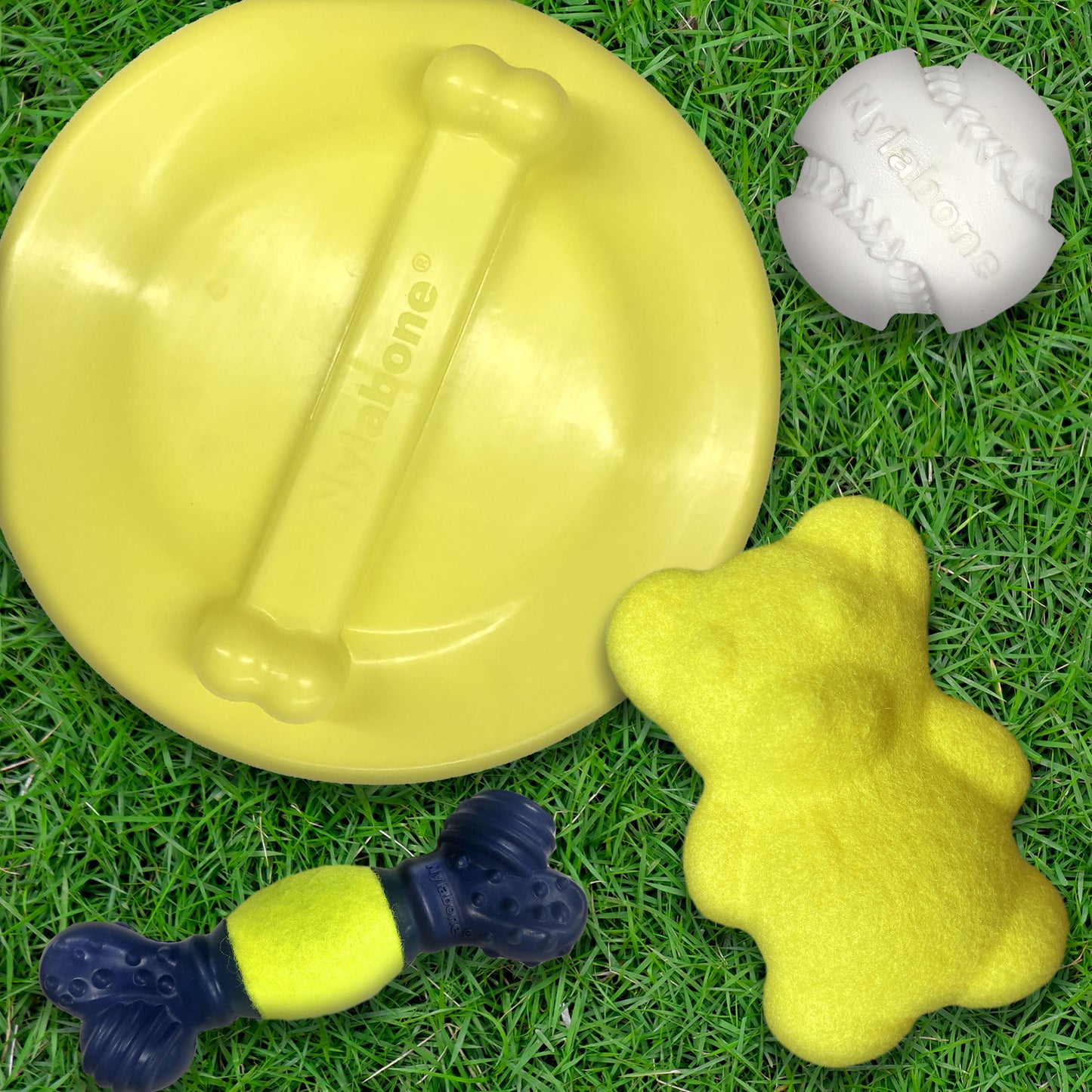 Nylabone Power Play Tennis Teddy Gripz Bear Dog Toy 1ea/Medium/Wolf  Up To 35 Lbs. 1 ct
