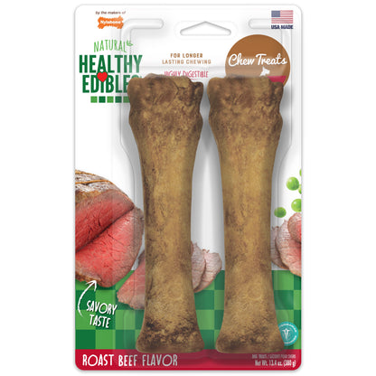 Nylabone Healthy Edibles AllNatural Long Lasting Chew Treats Roast Beef, 1ea/XL/Souper  50 Lbs. 2 ct