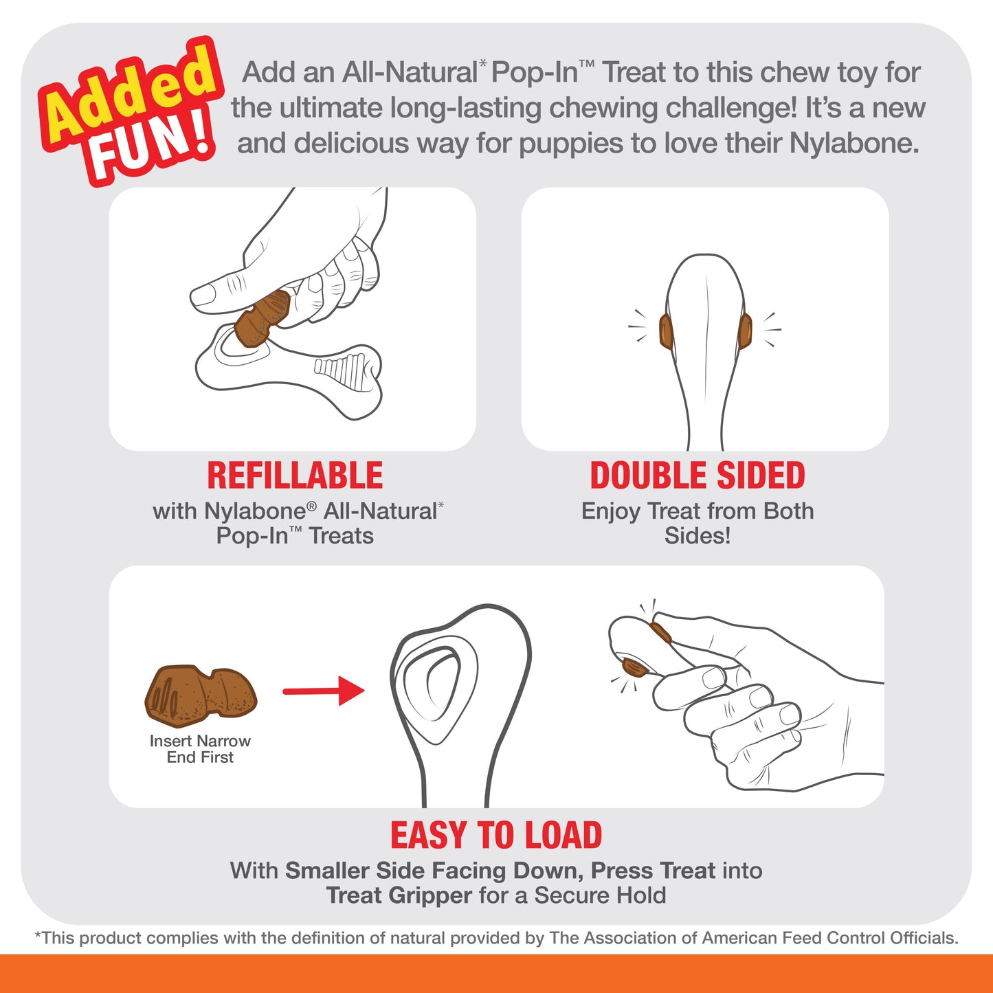 Nylabone Puppy Power Chew Souper Bone  PopIn Puppy Treat Toy Combo Chicken, 1ea/XS/Petite  Up To 15 Lbs. 1 ct