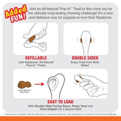 Nylabone Puppy Power Chew Souper Bone  PopIn Puppy Treat Toy Combo Chicken, 1ea/XS/Petite  Up To 15 Lbs. 1 ct