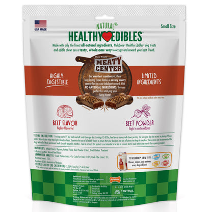 Nylabone Healthy Edibles Meaty Center AllNatural Long Lasting Chew Treats Beef, 1ea/SMall  Up To 30 Lbs. 12 ct
