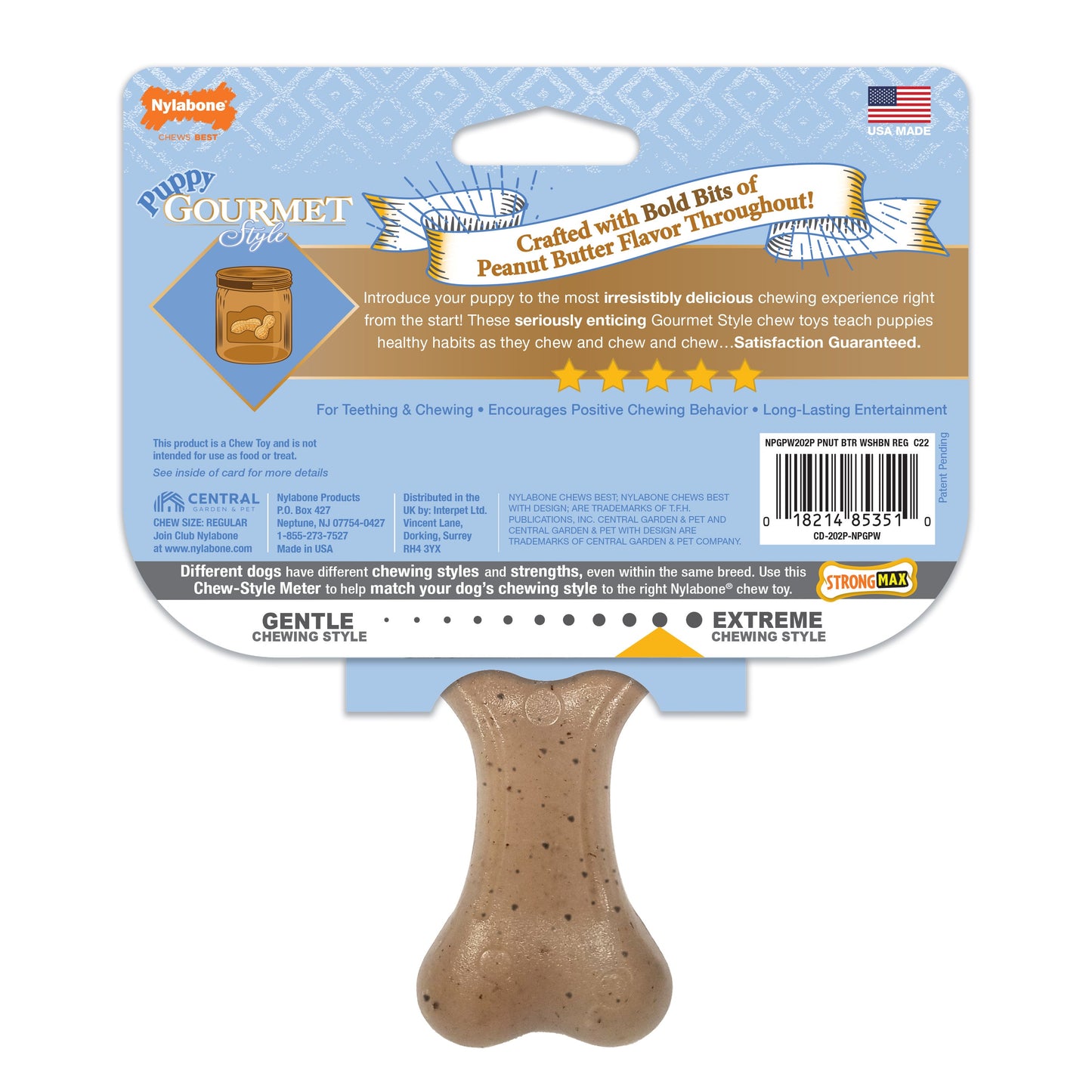 Nylabone Gourmet Style Strong Wishbone Puppy Chew Toy Peanut Butter, 1ea/SMall/Regular  Up To 25 Ibs. 1 ct