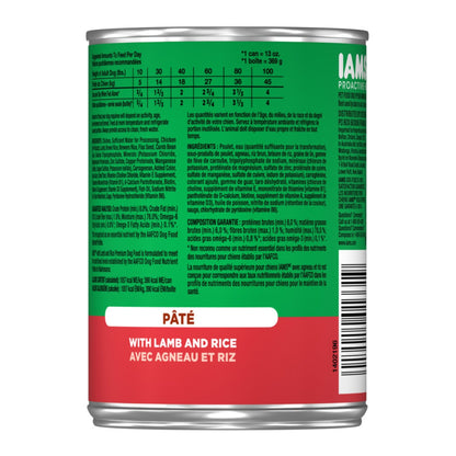 IAMS Proactive Health Paté Adult Wet Dog Food Pate w/Lamb & Rice 13.2oz