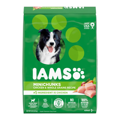 IAMS Minichunks Small Kibble High Protein Adult Dry Dog Food Real Chicken 15lb