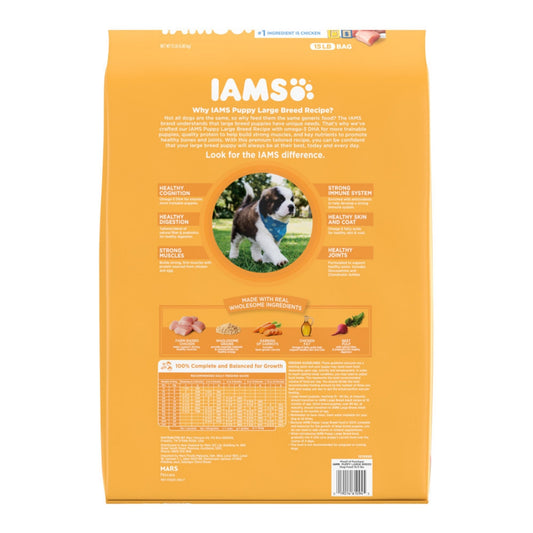 IAMS Smart Large Breed Puppy Dry Dog Food Real Chicken 15lb