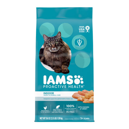 IAMS Proactive Health Weight Control & Hairball Care Indoor Adult Dry Cat Food Chicken & Turkey 3.5lb