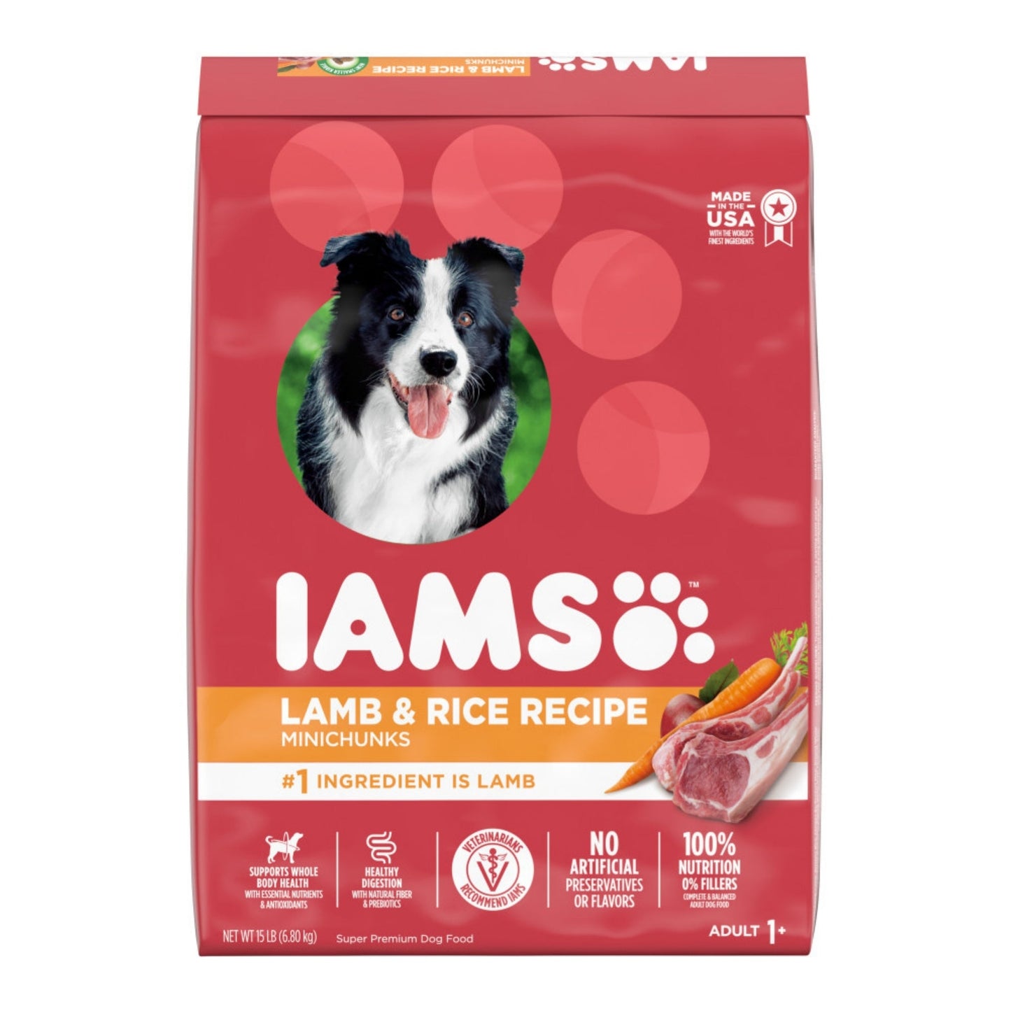 IAMS Minichunks Adult Dry Dog Food Lamb & Rice 15lb