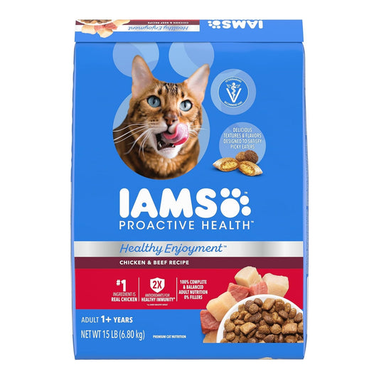 IAMS ProActive Health Healthy Enjoyment Dry Cat Food Chicken & Beef 15lb