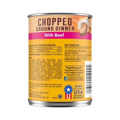Pedigree Chopped Ground Dinner Adult Wet Dog Food Beef 13.2oz 12pk