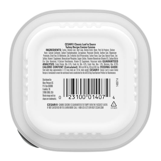 Cesar Classic Loaf in Sauce Adult Wet Dog Food Turkey 3.5oz 24pk