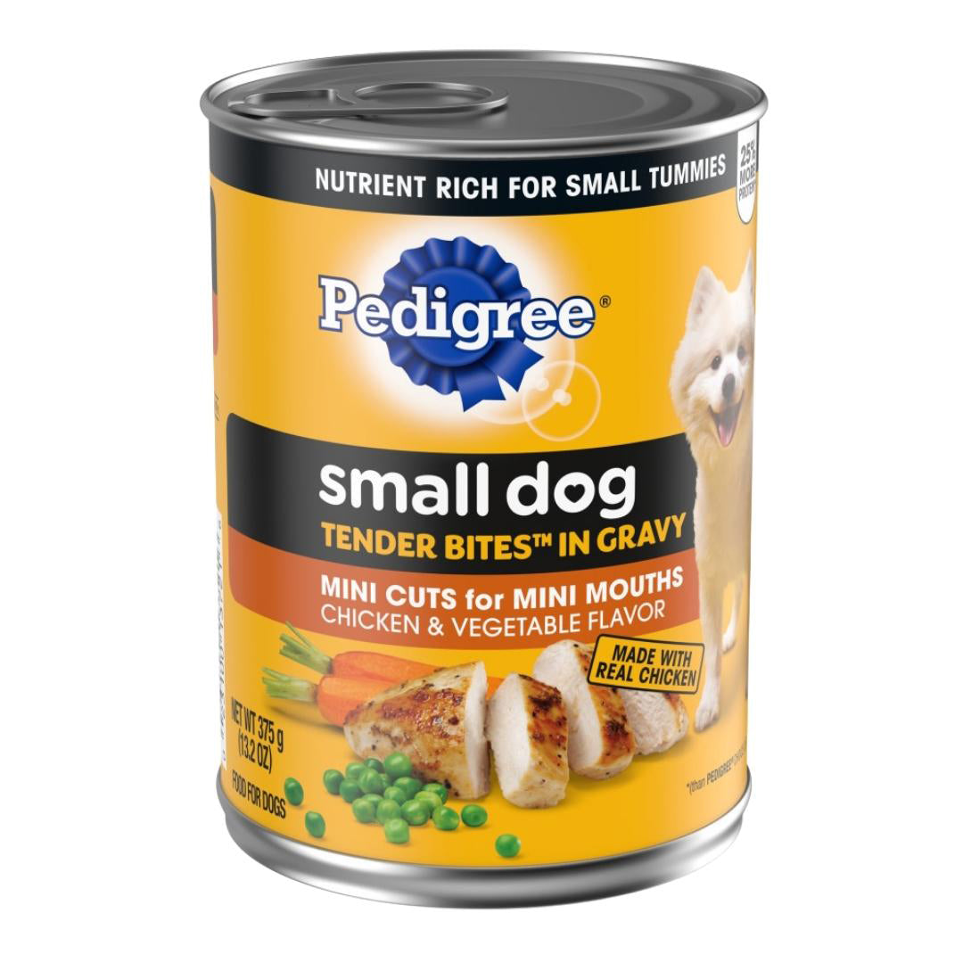 Pedigree Tender Bites in Gravy Adult Small Breed Wet Dog Food Chicken & Vegetable 13.2oz 12ct
