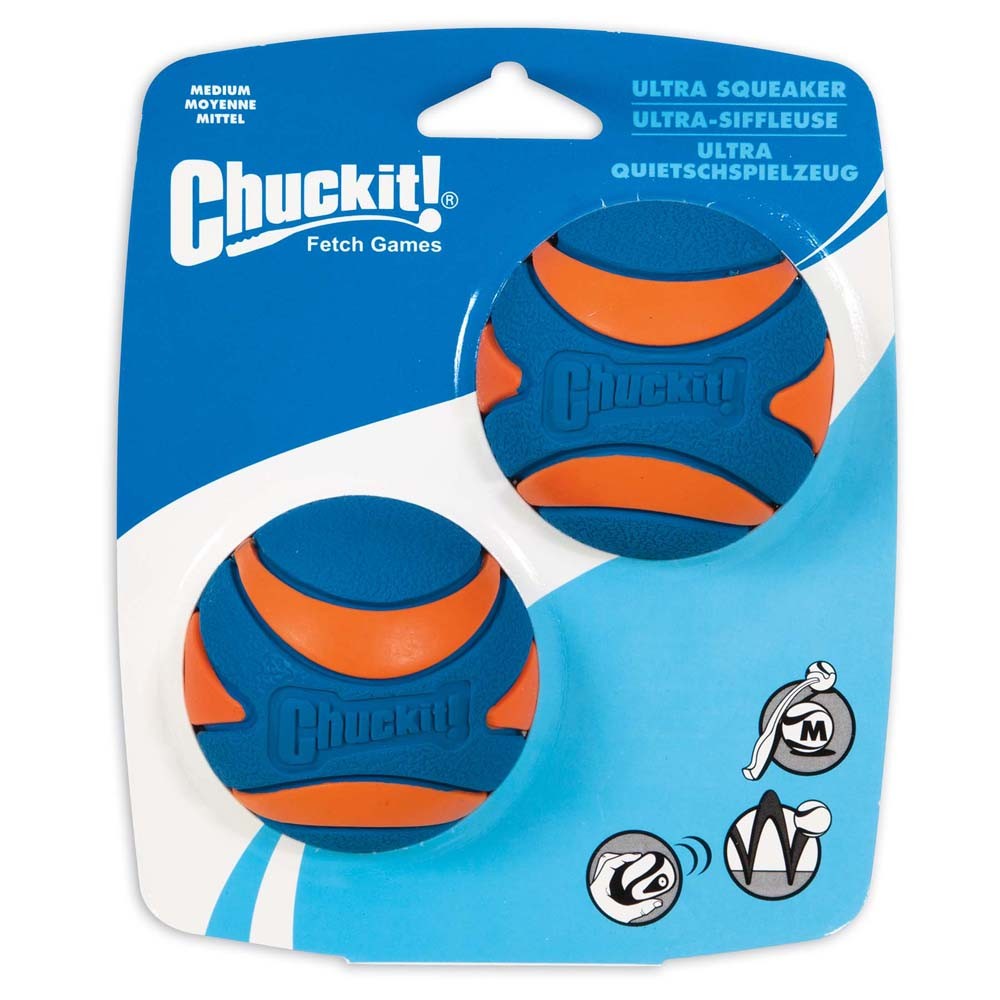 Chuckit! Ultra Squeaker Balls Dog Toy Blue/Orange 1ea/2 pk, MD