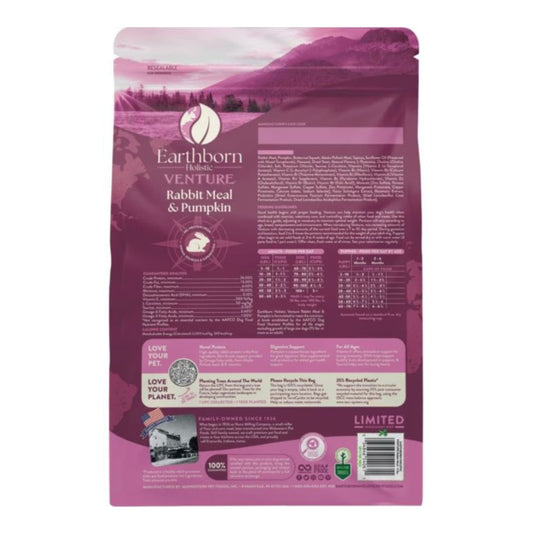 Earthborn Holistic Venture Limited Ingredient Diet Grain-Free Dry Dog Food Rabbit Meal & Pumpkin 4lb
