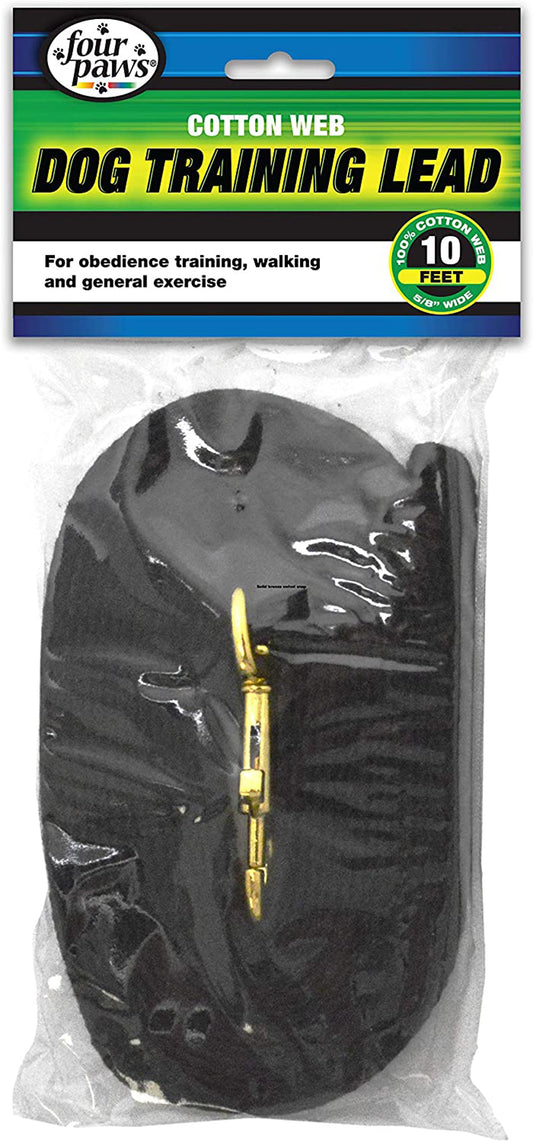 Four Paws Cotton Web Dog Lead Black, 1ea/10 Foot