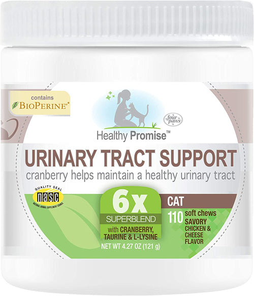 Four Paws Healthy Promise Cat Urinary Tract Supplement Soft Chews Savory Chicken  Cheese, 1ea/4.27 oz 110 ct