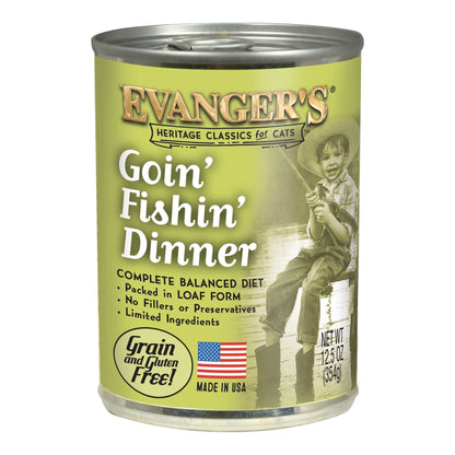 Evanger's Heritage Classic Wet Cat Food Goin' Fishin' 12.8oz 12pk