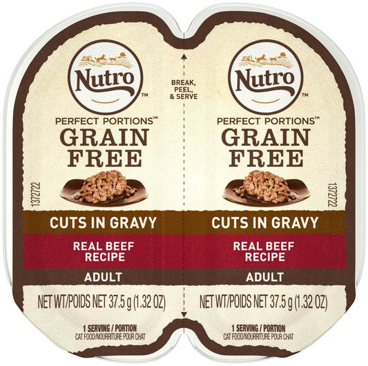Nutro Products Perfect Portions Grain Free Cuts in Gravy Adult Wet Cat Food Beef 24ea/2.6 oz, 24 pk