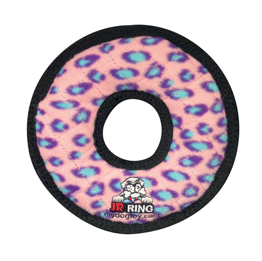 Tuffy Jr Ring Durable Dog Toy Pink Leopard, 1ea/7 in