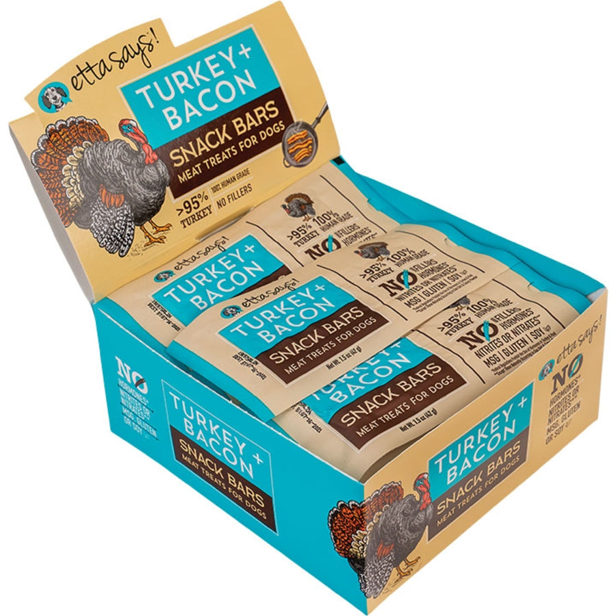 Etta Says! Meat Snack Bar Dog Treat Display Turkey & Bacon 12ea/One Size