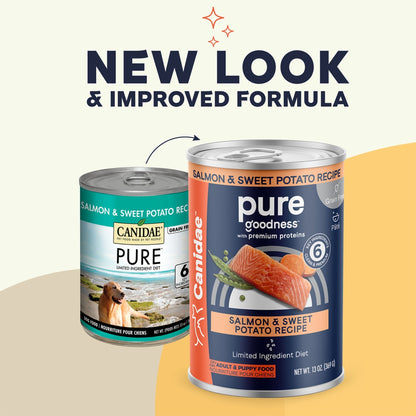 CANIDAE PURE Goodness Grain-Free LID Canned Dog Food Salmon and Sweet Potato 13oz