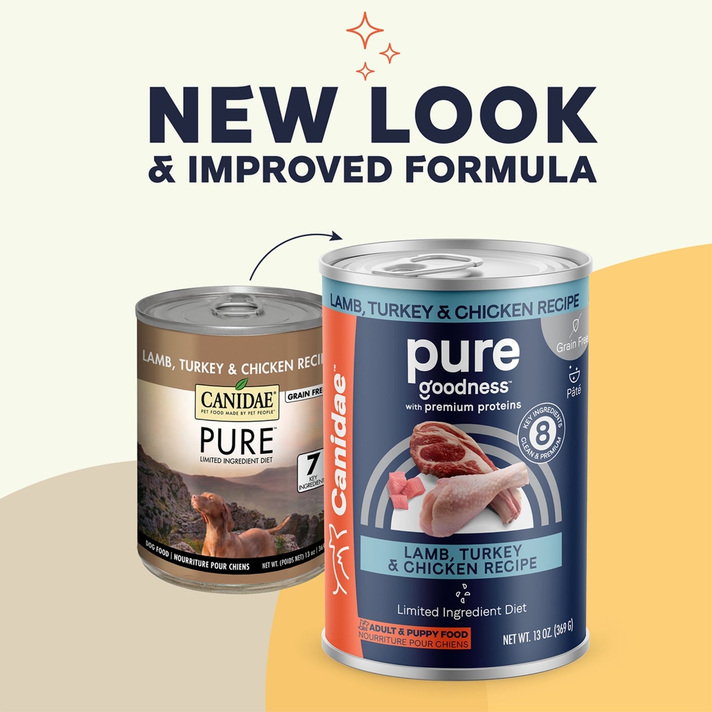 CANIDAE PURE Goodness Grain-Free LID Canned Dog Food Elements Formula w/Lamb, Turkey & Chicken 13oz