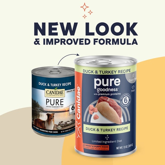 CANIDAE PURE Goodness Grain-Free LID Canned Dog Food Sky Formula w/Duck & Turkey 13oz