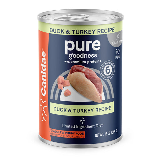 CANIDAE PURE Goodness Grain-Free LID Canned Dog Food Sky Formula w/Duck & Turkey 13oz