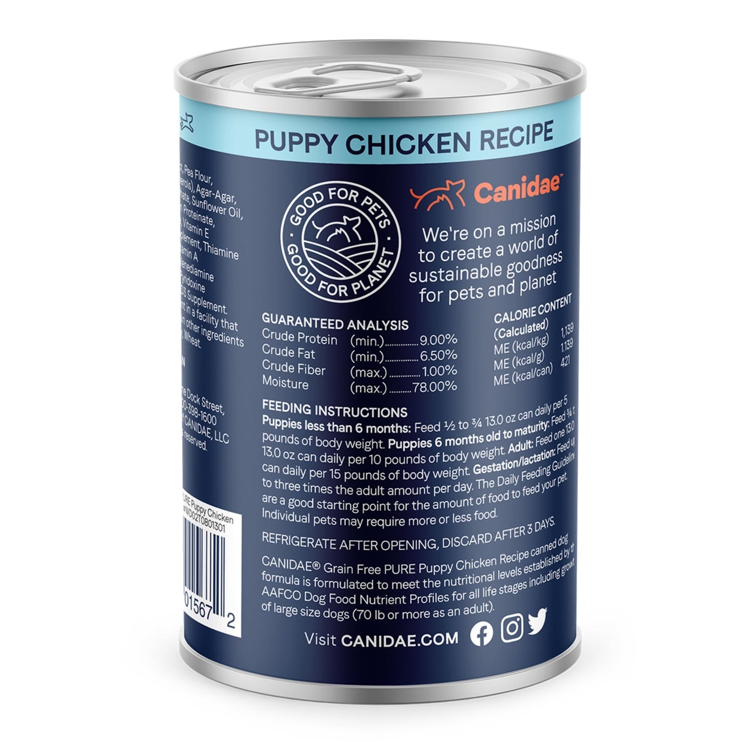 CANIDAE PURE Goodness Grain-Free LID Canned Puppy Food Chicken 13oz
