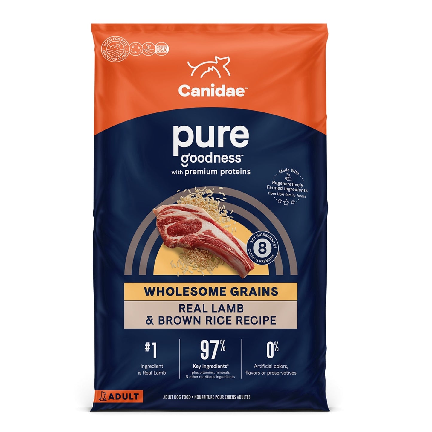 CANIDAE PURE Goodness Grain-Free LID Dry Dog Food Lamb & Sweet Potato 22lb