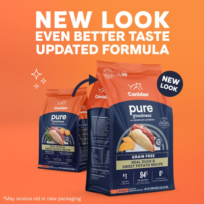 CANIDAE PURE Goodness Grain-Free LID Dry Dog Food Duck & Sweet Potato 22lb