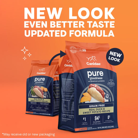 CANIDAE PURE Goodness Grain-Free LID Dry Dog Food Duck & Sweet Potato 22lb