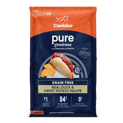 CANIDAE PURE Goodness Grain-Free LID Dry Dog Food Duck & Sweet Potato 4lb
