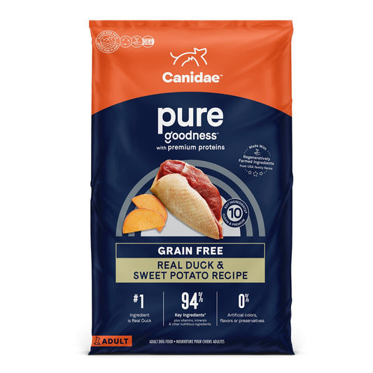 CANIDAE PURE Goodness Grain-Free LID Dry Dog Food Duck & Sweet Potato 4lb