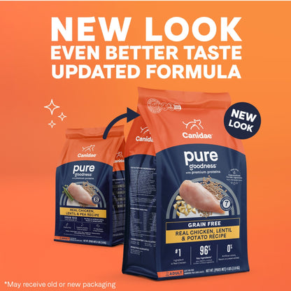 CANIDAE PURE Goodness Grain-Free LID Dry Dog Food Chicken, Lentil & Pea 22lb