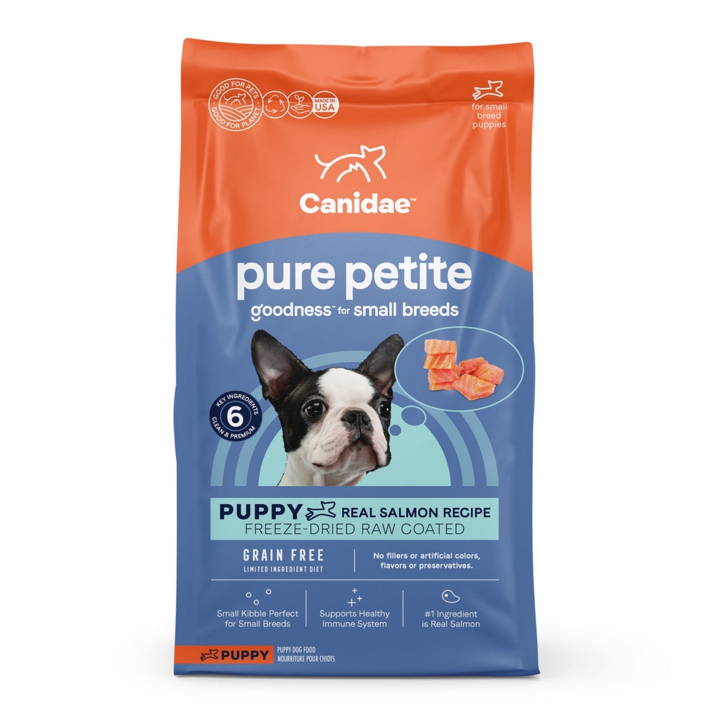 CANIDAE PURE Goodness Grain-Free LID Petite Small Breed Puppy Coated Dry Dog Food Salmon 4lb
