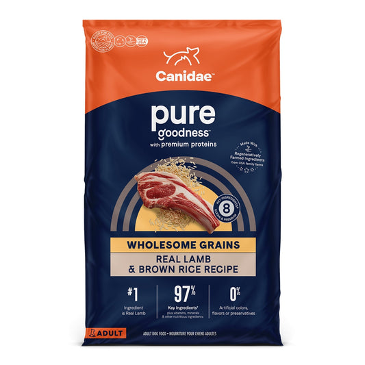 CANIDAE PURE Goodness w/Wholesome Grains Dry Dog Food Lamb & Brown Rice 22lb