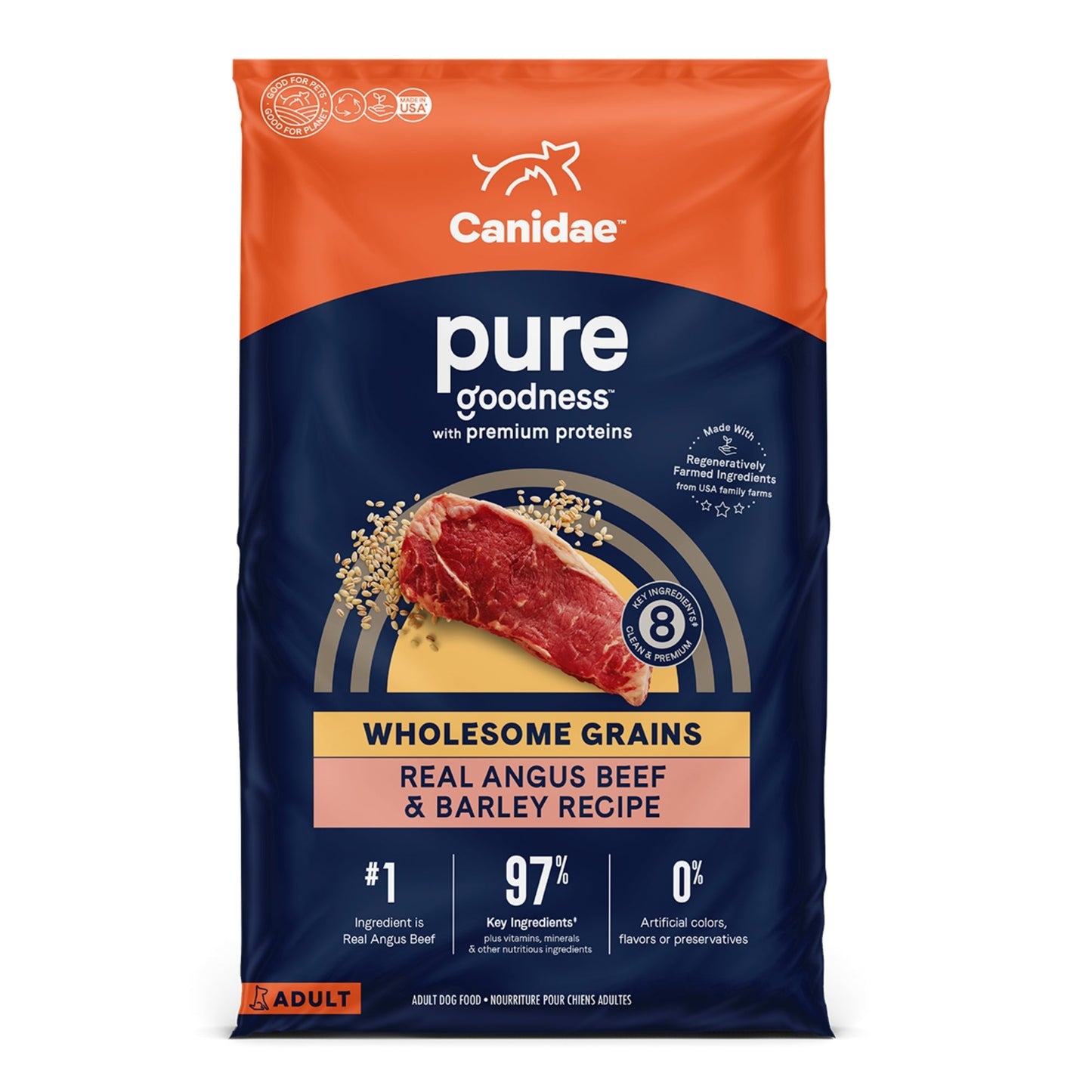 CANIDAE PURE Goodness w/Wholesome Grains Dry Dog Food Beef & Barley 4lb
