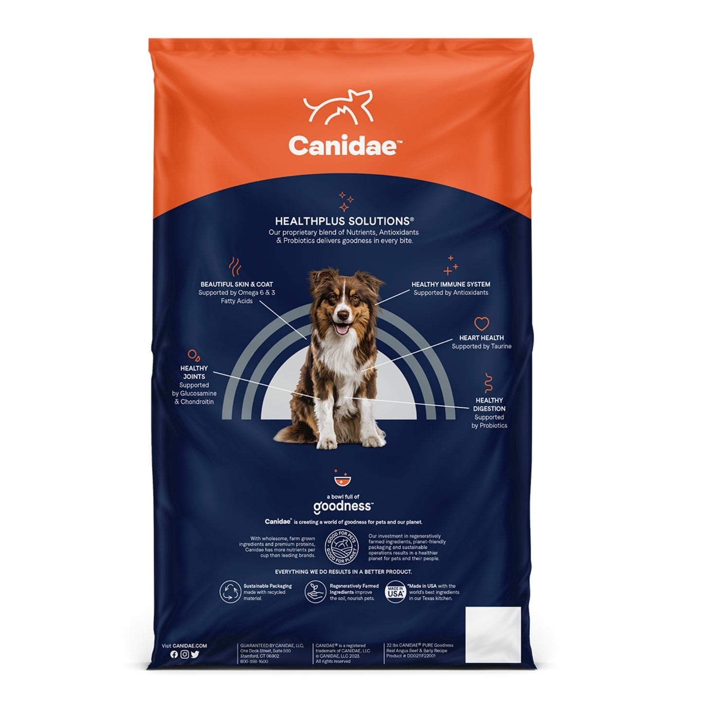 CANIDAE PURE Goodness w/Wholesome Grains Dry Dog Food Beef & Barley 22lb