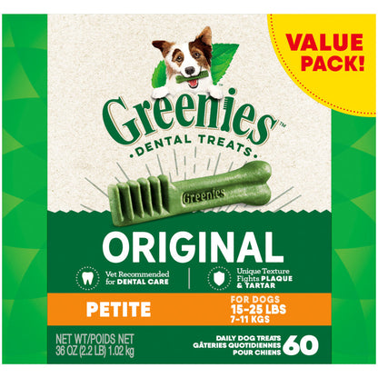 Greenies Dog Dental Treats Petite, Original, 1ea/36 oz, 60 ct