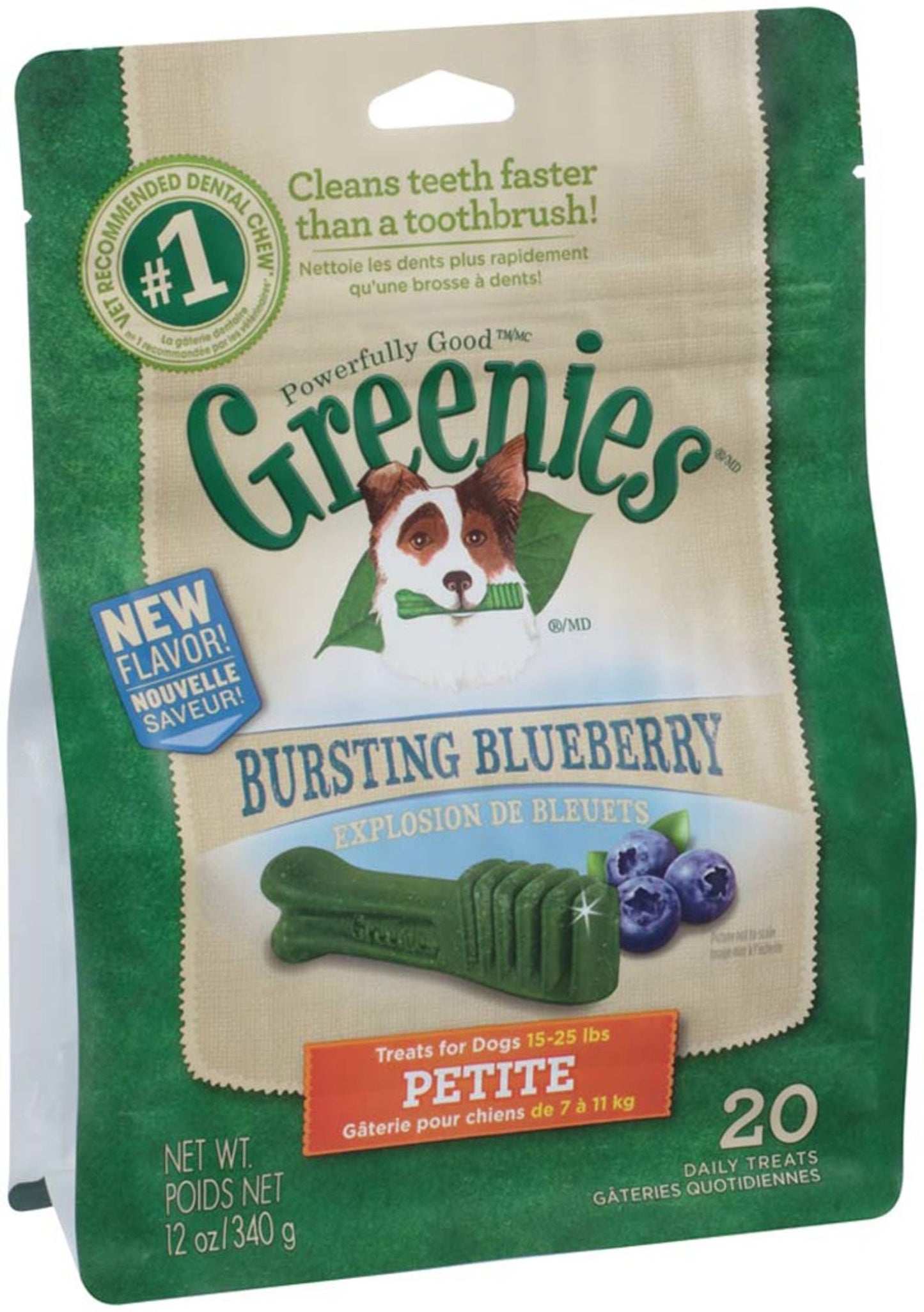 Greenies Dog Dental Treats Petite, Blueberry, 1ea/12 oz, 20 ct