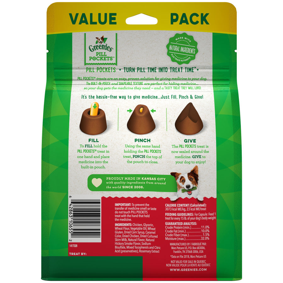 Greenies Pill Pockets for Capsules Hickory Smoke, 1ea/60 ct, 15.8 oz