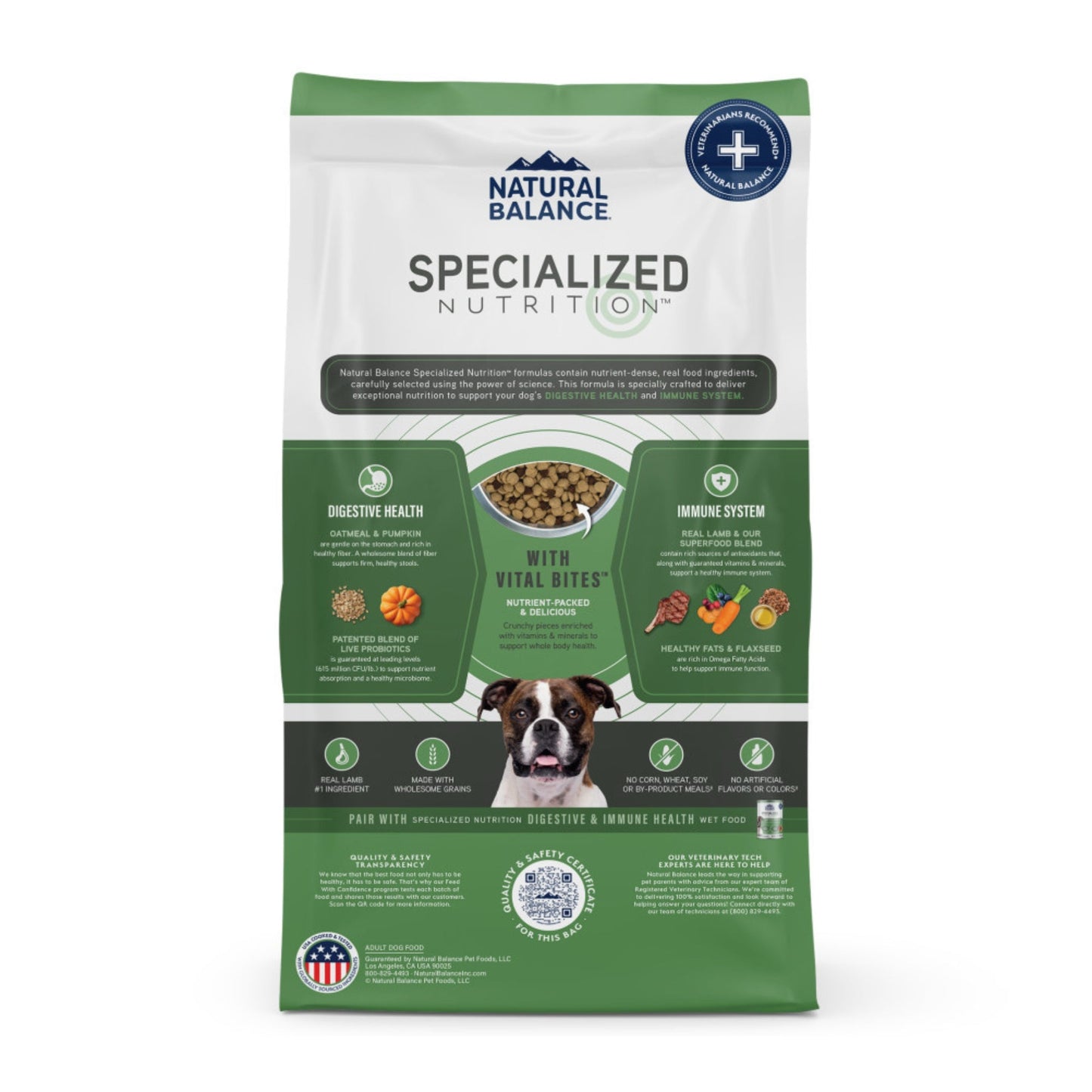 Natural Balance Pet Foods Specialized Digestive & Immune Dry Dog Food Lamb & Oatmeal, 1ea/22 lb