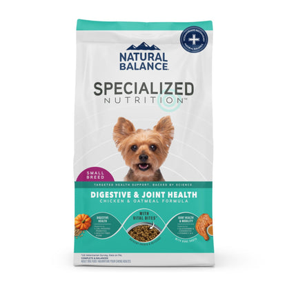 Natural Balance Pet Foods Specialized Small Breed Digestive  Joint Dry Dog Food Chicken  Oatmeal, 1ea/12 lb