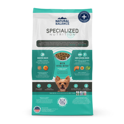 Natural Balance Pet Foods Specialized Small Breed Digestive  Joint Dry Dog Food Chicken  Oatmeal, 1ea/12 lb