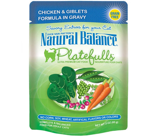Natural Balance Pet Foods Original Ultra Platefulls Morsels in Gravy Wet Cat Food Pouch Chicken & Giblets 3oz