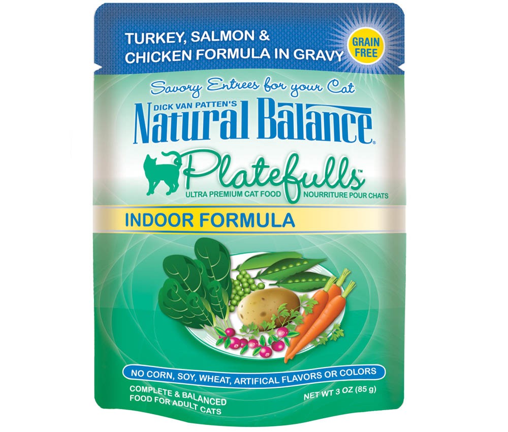 Natural Balance Pet Foods Original Ultra Platefulls Morsels in Gravy Wet Cat Food Pouch Turkey, Salmon & Chicken 3oz