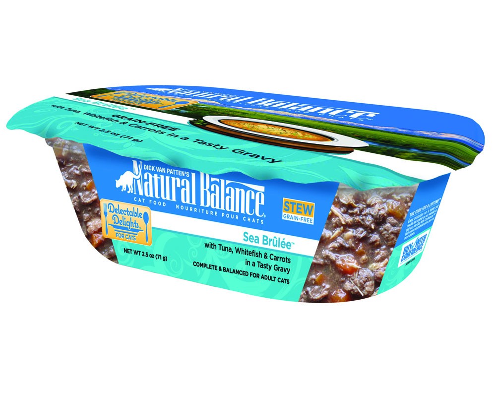 Natural Balance Pet Foods Original Ultra Delectable Delights Wet Cat Food Tub Sea Brulée Stew 2.5oz